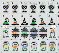 Hocus Pocus Halloween Witch American Mahjong Kit, Ubin Berukir Mewah Bertema Sihir untuk Hiburan Pesta Liburan