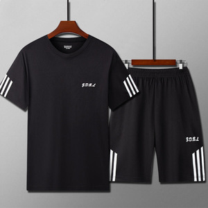 Ensemble de survêtement sportif pour hommes, t-shirt à manches courtes, coupe ample, séchage rapide, pour l'entraînement au basketball et la course à pied - Product Image 6