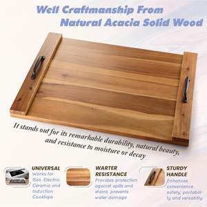 Planche à nouilles sculptée à la main tendance et personnalisée, couvre-poêle en bois d'acacia fait à la main, couvre-poêle - Product Image 2