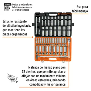 Juego de 83 Herramientas, con Enchufe de 1/2'', en Pulgadas y Milímetros, para Mecánicos - Product Image 1