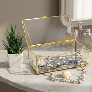 Glass Jewelry Box with Butterfly Pattern, Earrings Display Holder, Storage Organizer - Product Image 3