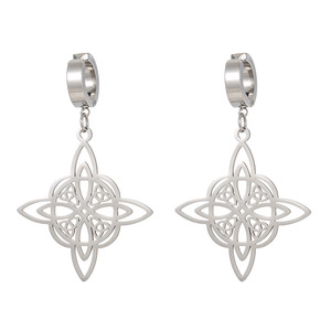 Clip-on <b>Earrings</b> Geometric Celtic <b>Knot</b> Design Silver Tone Fashion Jewelry Gift Women's <b>Earrings</b> - Product Image 4