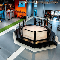 Cage de combat octogonale de qualité compétition avec poteaux d'angle rembourrés en PVC noir pour club de MMA et de boxe