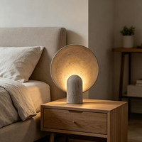 Lampe de table en travertin jaune, lampe de chevet en pierre Wabi Sabi, lampe d'appoint vintage de style mid-century pour chambre et salon