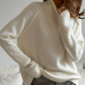 Suéter de cuello alto, estilo europeo y americano, otoño-invierno 2026, nuevo suéter blanco de punto, holgado e informal para mujer - Product Image 3