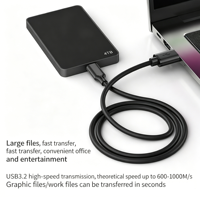 Kabel USB 3.2 ke Type-C 10Gbps 3A 60W Pengisian Cepat Kabel Data Hitam