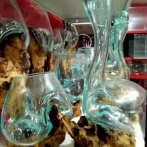 زهريات زجاجية مذابة على خشب الطفو بالجملة، ديكور منزلي من الزجاج المنصهر على الخشب - Product Image 2