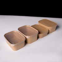Boîte alimentaire en papier kraft 25Factory avec couvercle, rectangulaire, jetable, pour plats à emporter, conteneur OEM, logo personnalisé, vente en gros, boîte écologique