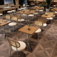 HUALIN Ensemble de table et de chaises de salle à manger en bois massif de style moderne pour restaurant, hôtel, café, canapé, siège de carte