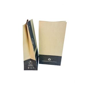 Sac en papier kraft brun recyclable avec logo personnalisé, sac en papier kraft à poignée plate pour boulangerie - Product Image 3