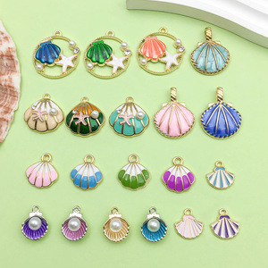Shell Pendant Alloy Simulated Pearl Mixed Shapes DIY Jewelry Accessory For Bracelet <b>Necklace</b> Craft - Product Image 5