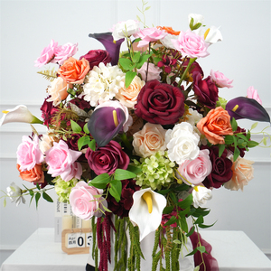 Ramo de Rosas Ecológico al por Mayor, Hortensias de Seda, Flores Artificiales en Forma de Bola, Centros de Mesa y Decoraciones para Bodas - Product Image 1