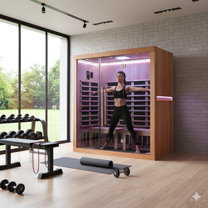 Sauna infrarouge Royal Saunas moderne en cèdre canadien pour 4 personnes avec chauffage au carbone à faible EMF pour salon et villa - Product Image 1