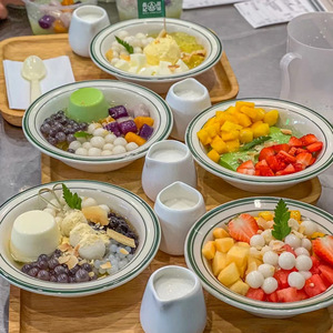 ชามขนมหวานยอดนิยม, น้ำแข็งไสร้านหม้อไฟ, น้ำตาลทราย, ชามน้ำแข็งไส, ชามเมลามีนขนาดเล็ก, ลูกบัวเผาเขียว - Product Image 1