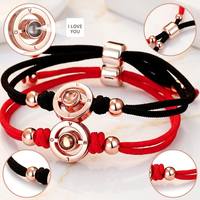 Parures de bijoux intelligentes pour couple, bracelets de projection, cadeau de Saint-Valentin, bracelet en verre rond pour couples, vente en gros