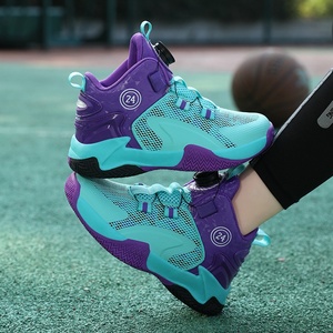 Scarpe da basket per bambini autunno-primavera con chiusura stringata, in mesh traspirante, punta tonda, scarpe sportive all'ingrosso con fibbia rotante - Product Image 3