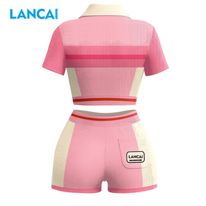 Lancai Custom Zip up Yoga Top and High Waist Shorts Leggings Gym Fitness Sportswear Workout Outfits Two Piece Set Women Clothing - Product Image 2