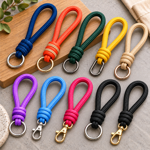 Porte-clés en corde de nylon tressée personnalisée avec sangle de poignet colorée et fermoir métallique pour sacs, cadeaux, OEM, ODM - Product Image 1