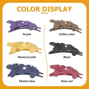 Nouvelle pince à cheveux grande en plastique, style bec de canard, double fleur, couleur mate coréenne, pour femmes, jeunes filles et dames, accessoire de mode élégant pour queue de cheval - Product Image 6