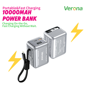 Cargador Rápido 2 en 1 con Tecnología GaN, Batería Externa de Alta Capacidad de 10000 mAh con Pantalla LED, Cable Retráctil, Portátil - Product Image 1