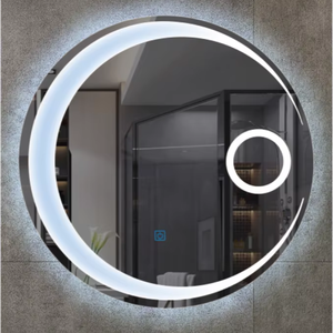Miroir LED de salle de bain rétro-éclairé de forme ronde avec grossissement - Product Image 1