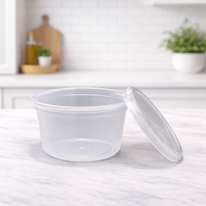 HACAMY Heavy Duty Disposable Clear Deli Cup Food <b>Storage</b> <b>Containers</b> with Lids for Soup Sauces and Catering - Product Image 4