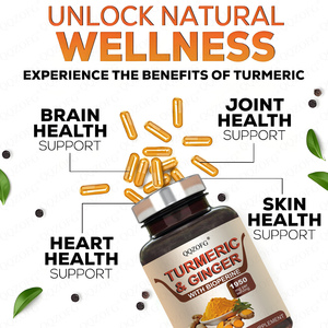 Organik zerdeçal zencefil 95% Curcuminoids en iyi emilim BioPerine karabiber zerdeçal Curcumin takviyesi bitkisel takviyeler - Product Image 5