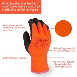 SKYEE Polyester enduit de Latex noir épaissir résistant aux coupures Anti gel hiver garder au <span class=keywords><strong>chaud</strong></span> gants de Construction <span class=keywords><strong>pour</strong></span> les travaux en plein air - Product Image 2