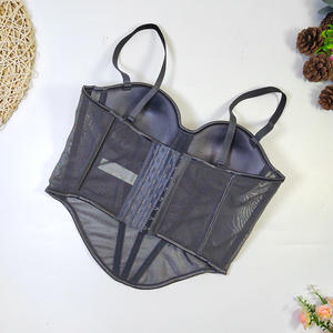 Mujeres Sexy Simple malla Irregular corsé francés único contraste líneas señoras Bustie fiesta recortada Top francés corsés Bustiers - Product Image 4