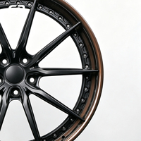 Jantes forgées 2 pièces à 10 rayons concaves profondes, lèvre bronze, noir mat, PCD personnalisé pour tuning de berlines haut de gamme