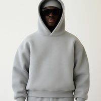 Sweat à capuche zippé personnalisé, vierge, épais 500 g/m², en tissu tricoté Air Layer, coupe courte et carrée, vente en gros