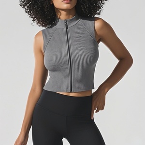 Débardeurs en coton tricoté respirant de haute qualité pour femmes, col montant, imprimé numérique, broderie, séchage rapide, écologiques - Product Image 5