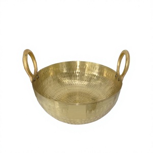 Kadahi en laiton pur avec deux poignées, marmite ronde durable pour cuisson sur cuisinière, design traditionnel Kadahi - Product Image 1