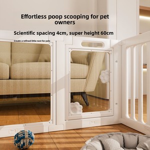 Pagar Anjing Indoor Pelindung Setengah Transparan Anti-Lompat, Alas Anti-Selip, Sistem Sambung Interlocking, Untuk Anjing Kecil, Kokoh - Product Image 3