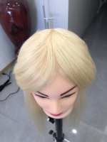 613 #   Tête de mannequin en cheveux humains couleur blonde, 100% cheveux humains, mannequin d'entraînement en cheveux humains