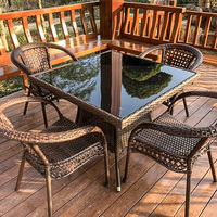 Ensemble de table et de chaises en métal pour l'extérieur, cour, terrasse, jardin, loisirs, balcon, en plein air, imperméable
