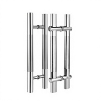 Poignée de porte en verre en acier inoxydable 304 épaissi avec distance de trou réglable, design sans cadre pour portes coulissantes en bois, paire
