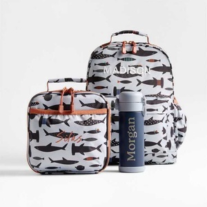 Bolsa de almuerzo grande de nailon con cremallera, mochila escolar, mochilas, botella de agua, conjunto de mochila portátil 3 en 1 para niños, adolescentes, viajes escolares - Product Image 4