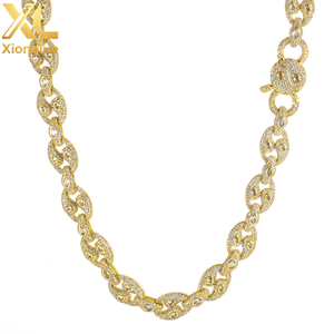 Collar de nariz de cerdo con diamantes CZ estilo hip hop, diseño personalizado, cierre de diamantes, chapado en oro de 18 quilates para hombres, estilo rapero. - Product Image 5