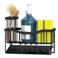 Égouttoir d'évier de cuisine en acier inoxydable antirouille, support pour éponge et savon, porte-brosse à vaisselle, organisateur d'évier, plateau de récupération des gouttes, panier d'évier