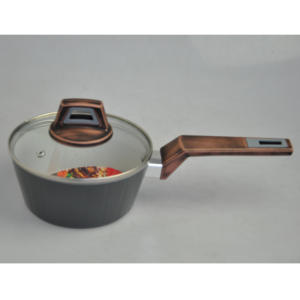 Olla clásica multiusos de aluminio para sopa de leche para todas las estufas antiadherente pequeña y práctica olla de leche con mango de madera emulado - Product Image 2