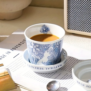 Tazas <span class=keywords><strong>de</strong></span> Café <span class=keywords><strong>de</strong></span> Cerámica <span class=keywords><strong>de</strong></span> 280ml/300ml con Diseño Clásico Vintage, Plato <span class=keywords><strong>de</strong></span> Doble Uso, Aptas para Lavavajillas, para Uso Diario en el Hogar, Té/Café - Product Image 6