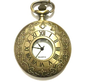 Montre de poche rétro en bronze, chiffres arabes vintage, montre de poche à quartz steampunk, collier pendentif, chaîne, <span class=keywords><strong>horloge</strong></span> - Product Image 1