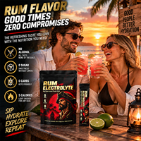 WELLBODY Poudre d'hydratation électrolytique sans alcool au rhum, 0 sucre, 0 glucides, 5 calories, compatible Keto, hydratation rapide et récupération, 150g