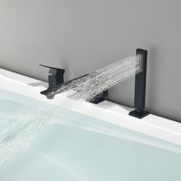 Robinet de douche monocommande moderne en laiton à montage sur pont pour baignoire autoportante avec jet cascade pour usage hôtelier