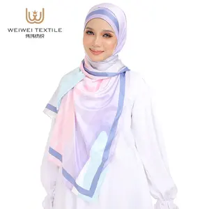 Wholesale designer impressão cabeça cachecol para mulheres cetim muçulmano hijab