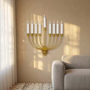 Candelabro Menorah de 7 Brazos, Decorativo, de Hierro, Estilo Antiguo, Hecho a Mano, Duradero, Portátil, para Decoración del Hogar, Uttar Pradesh - Product Image 6