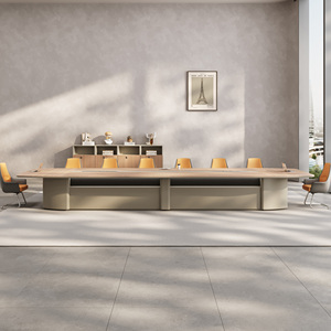 Table de conférence moderne avec finition placage, bureau de réunion de haute qualité, table de salle de réunion, mobilier de direction de luxe - Product Image 3