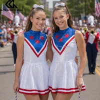 Tenues de majorettes brillantes pour concours, défilés, universités, avec design aux couleurs du drapeau national, costumes de performance pour fanfare et danse