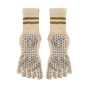 Рекламные индивидуальные толстые пятиносые носки для йоги, Нескользящие антибактериальные хлопковые носки для пилатеса - Product Image 6